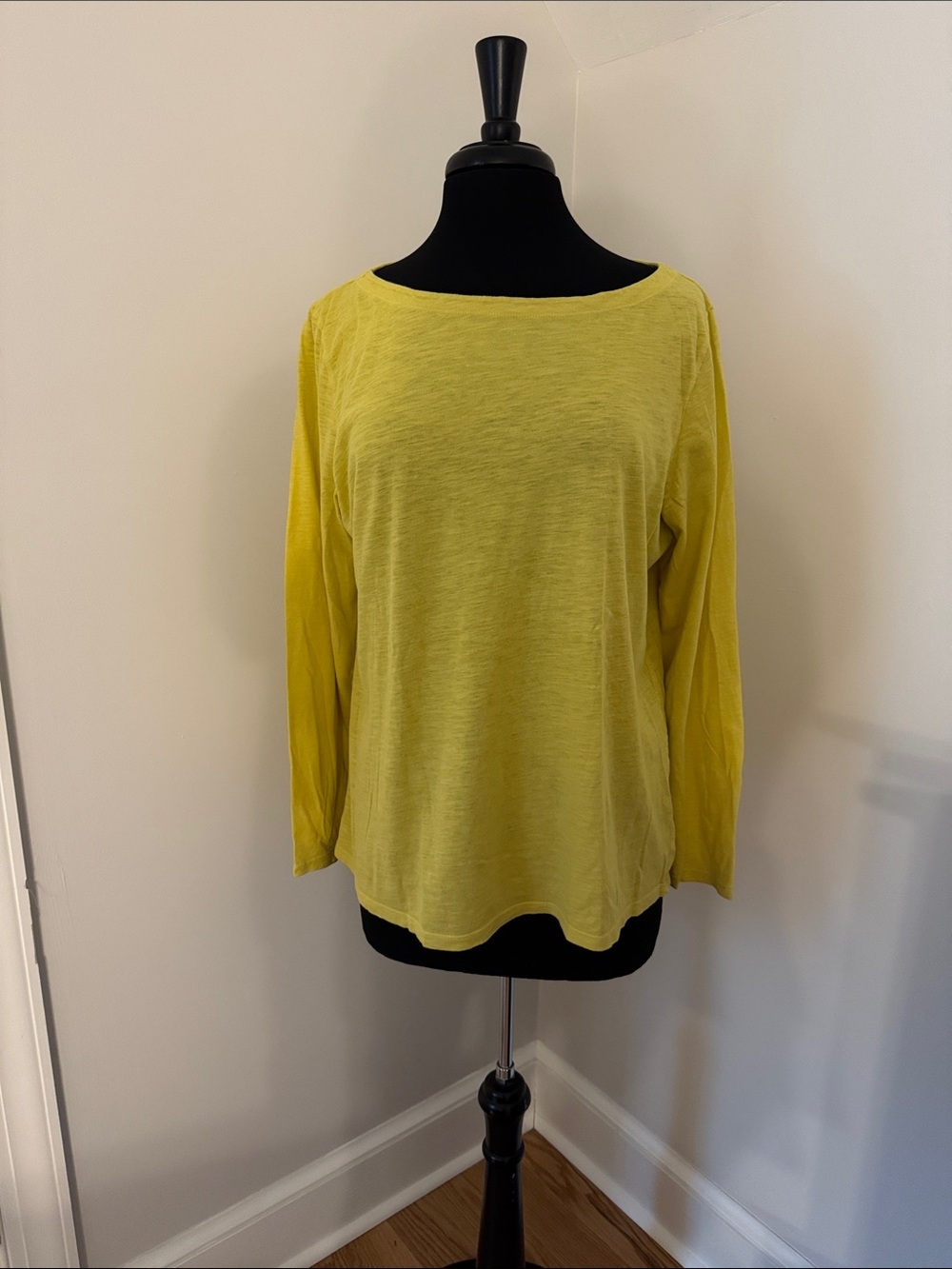 Eileen Fisher Yellow Long Sleeve Boat Neck Top EUC Size XL